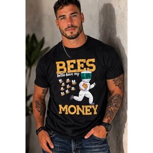 ☀️Port & Company Bees Betta Have My Money Graphic T-Shirt Black Small Beekeeper